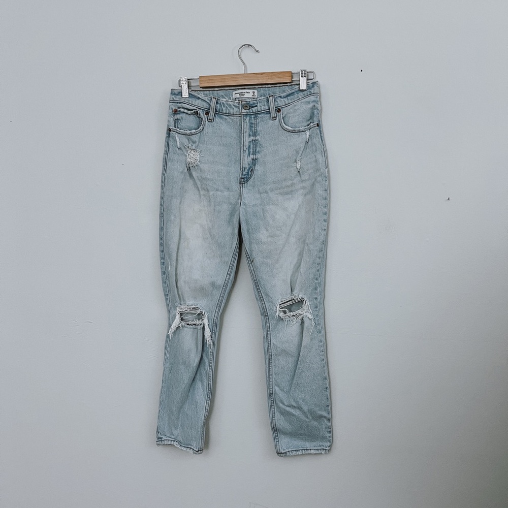 Abercrombie & Fitch The Skinny High Rise Blue Distressed Jeans - Picture 2 of 6